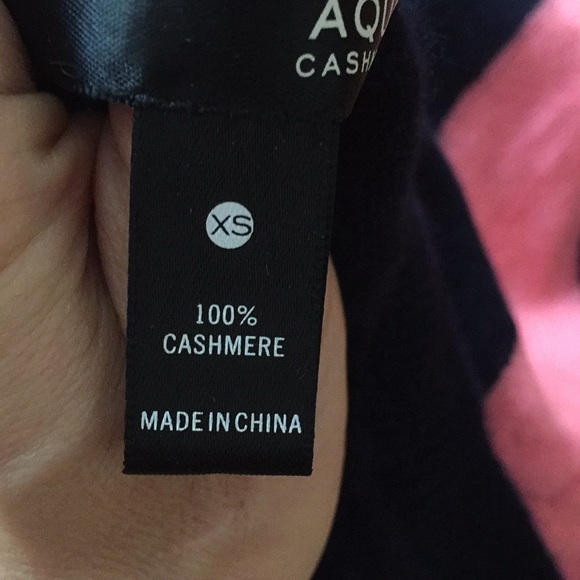 Aqua Cashmere navy and pink sweater - Picture 6 of 6